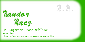 nandor macz business card